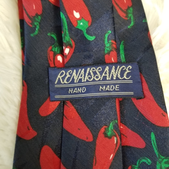Red Chili Pepper Print Neck Tie by Renaissance - Picture 6 of 6